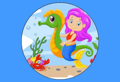 Mermaid and Seahorse Edible Icing Image